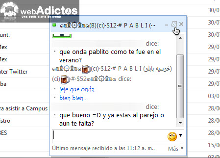 Abrir Messenger desde Hotmail conversacion messenger hotmail