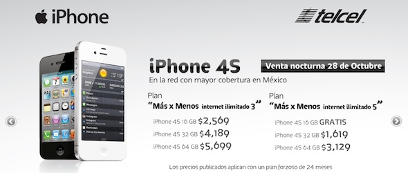 Telcel pública precios del iPhone 4