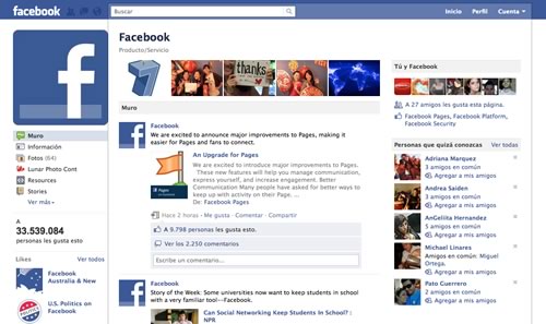 Facebook rediseña las páginas de fans